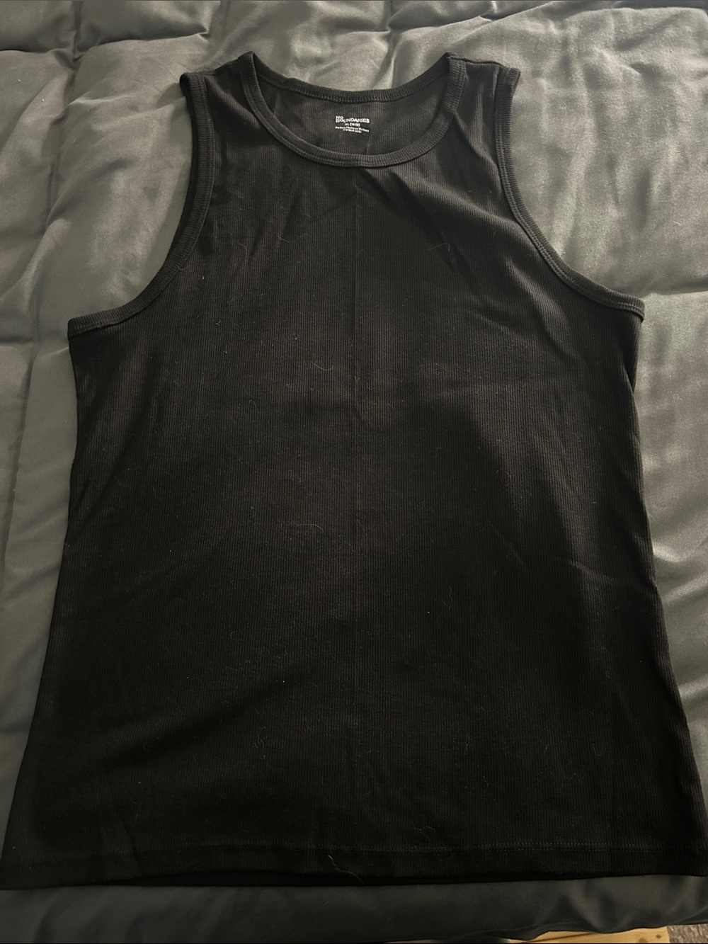 No Boundaries Black Ribbed Tank Top for Men